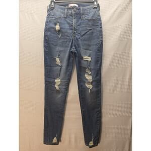 SO High Rise Skinny Jeans Jeggings size 5/27 - Black Distressed NWT